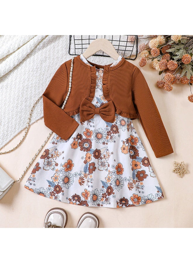KangSheng Girls Dress - Classic Children's Dress with Floral Pattern, Cotton Summer Dress for Special Occasions & Daily Wear